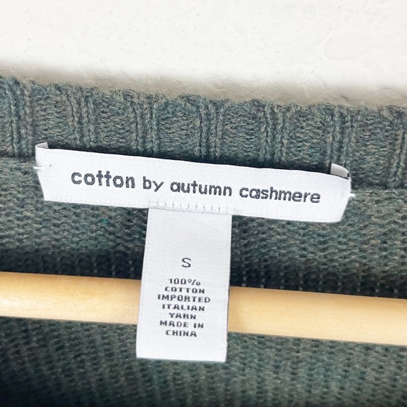 Cotton By Autumn Cashmere Green Distressed Sweater Size Small - Picture 3 of 4
